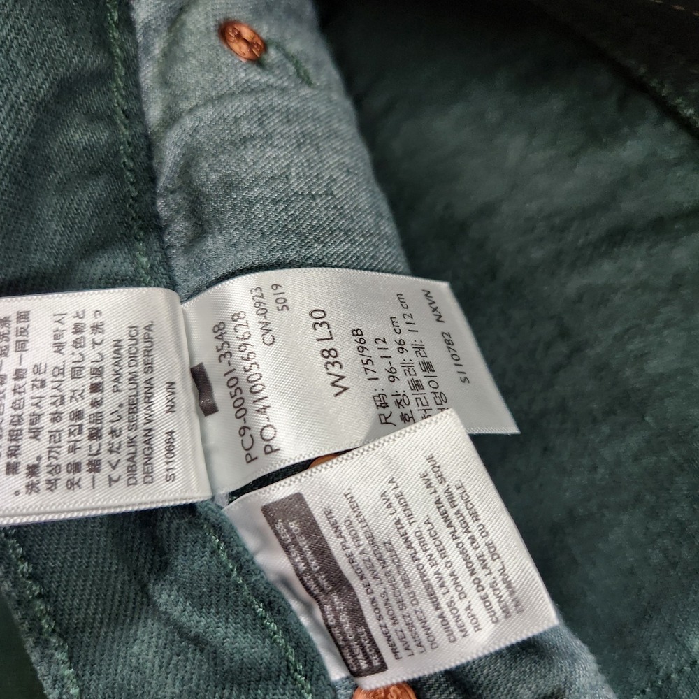 Levis 501 Jeans Men 38x30 Straight Leg Button Fly Green Denim Classic - Picture 12 of 13